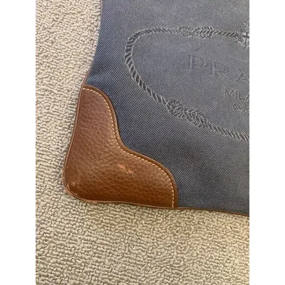 Prada Women Blue Brown Leather Crossbody‎ Bag - Picture 5 of 9